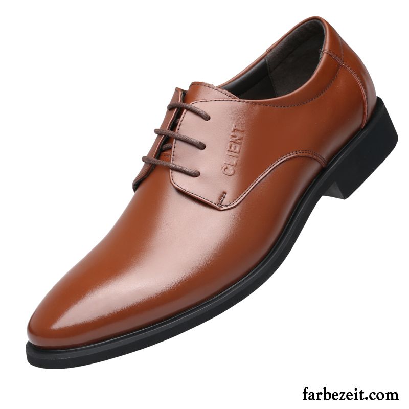 Ausgefallene Schuhe Herren Hochzeit Schuhe Atmungsaktiv Geschäft Schnürung Casual Jugend Echtleder Lederschue Spitze Herbst Schwarz Rabatt