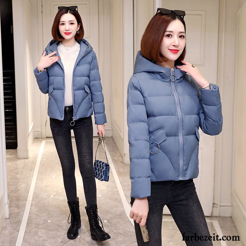 Baumwolle Mantel Damen Allgleiches Gemütlich Mode Verdickung Winter Einfach Blau