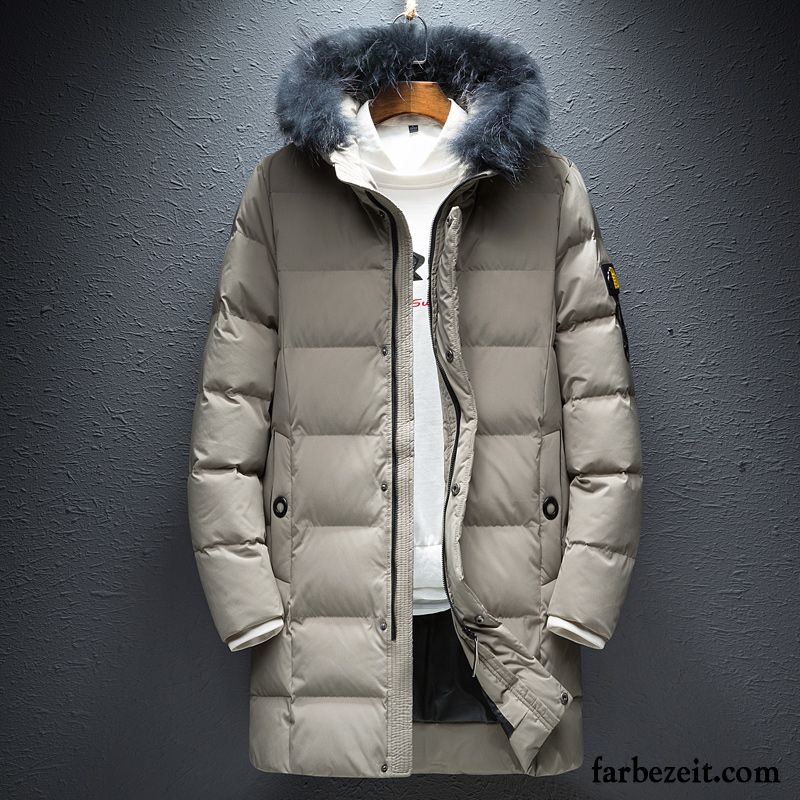 Baumwolle Mantel Herren Trend Langer Abschnitt Überzieher Winter Warme Mode Khaki