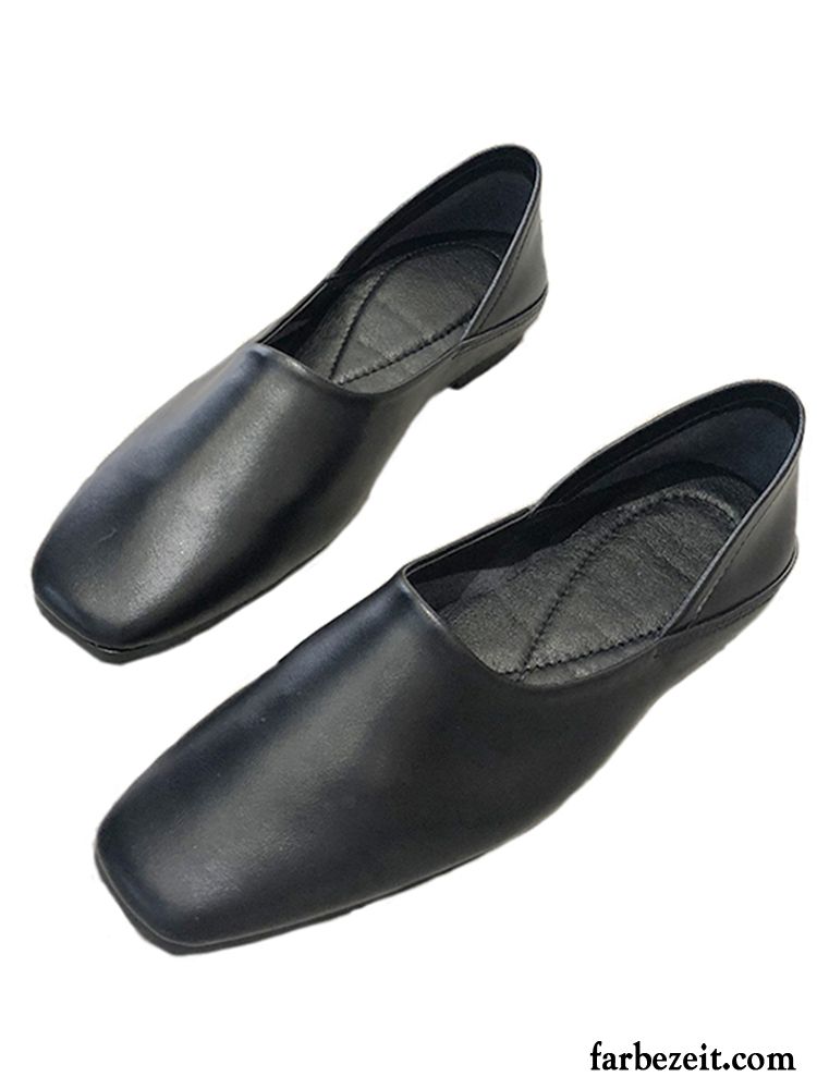 Bequeme Schuhe Damen Flache Neue Retro Allgleiches Schnürschuhe Vierkantkopf Kaufen