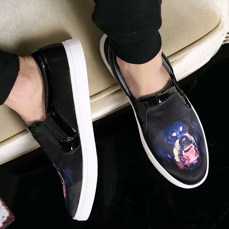 Bequeme Schuhe Herren Drucken Espadrille Faul Skaterschuhe Atmungsaktiv Halbschuhe Slip-on Trend Lovers Persönlichkeit Feder England