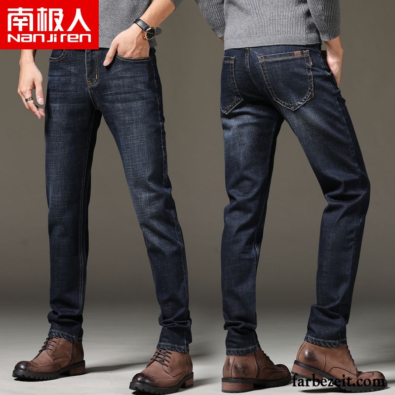 Blaue Skinny Jeans Herren Hose Lange Gerade Lose Freizeit Schwarz Herbst Elastisch Jeans Schlank Hohe Taille