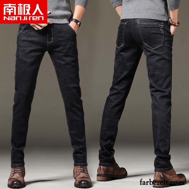 Blaue Skinny Jeans Herren Hose Lange Gerade Lose Freizeit Schwarz Herbst Elastisch Jeans Schlank Hohe Taille