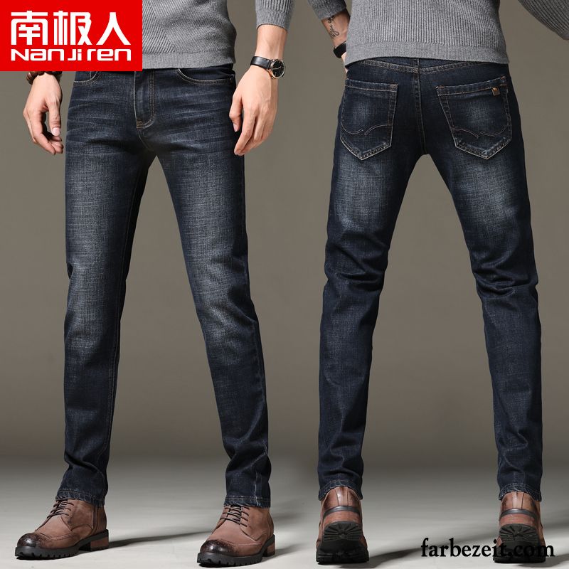 Blaue Skinny Jeans Herren Hose Lange Gerade Lose Freizeit Schwarz Herbst Elastisch Jeans Schlank Hohe Taille