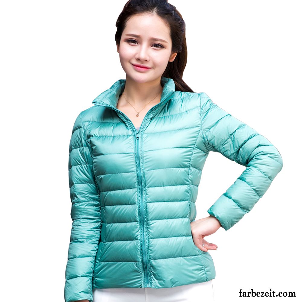 Blaue Winterjacke Damen Kurzer Absatz Schlank Stehkragen Licht Neu Winterkleidung Sonderangebot Daunenjacke Große Größe Überzieher Kaufen