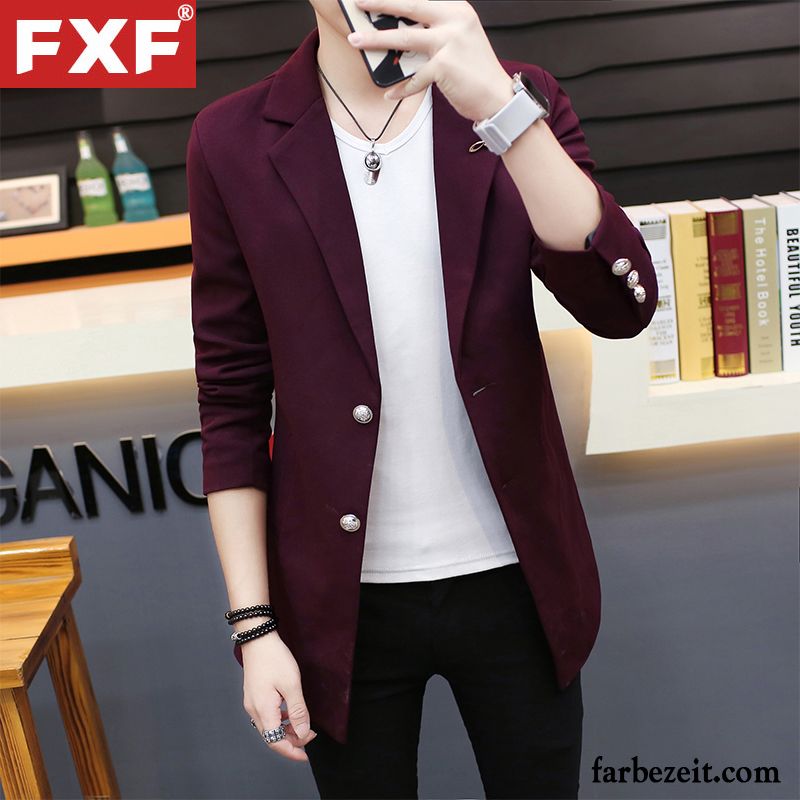 Blazer Blau Slim Fit Winter Überzieher Langer Abschnitt Mantel Kostüm Schlank Herren Herbst Anzüg Günstig