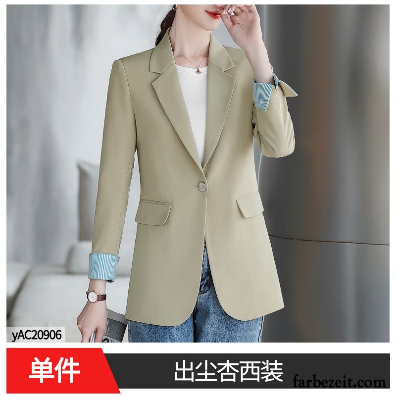 Blazer Damen Feder Dünn Anzüge Beruflich Schlank Neu Khaki Beige Farbe