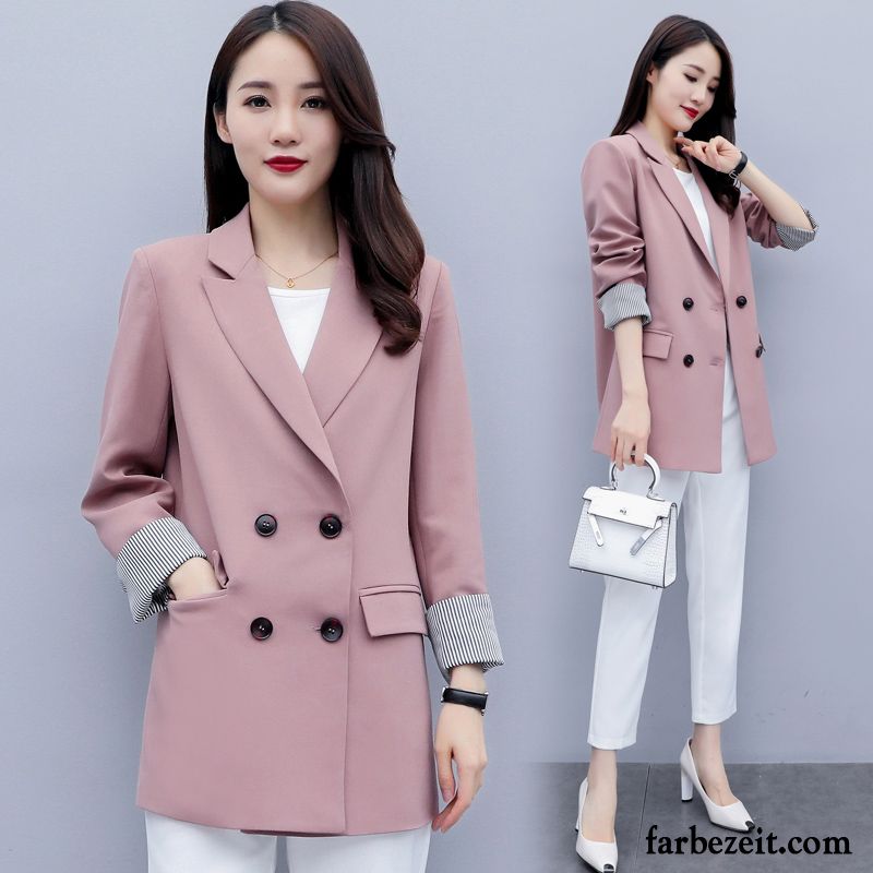 Blazer Damen Herbst Feder Temperament Freizeit Dünn Anzüge Rosa Rot