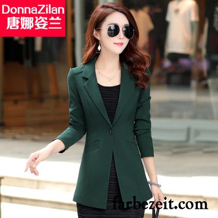 Blazer Damen Herbst Trend Freizeit Temperament Feder Anzüge Grün Weiß