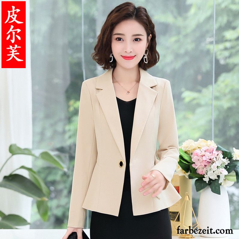 Blazer Damen Neu Bolero Lange Ärmel Schlank Feder Temperament Rot