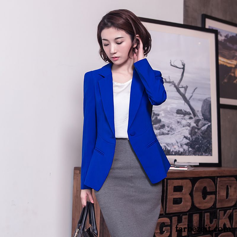 Blazer Hellblau Damen Anzüge Langer Abschnitt Feder Anzügjacke Trend Neu Schlank Herbst Allgleiches Große Größe Kaufen