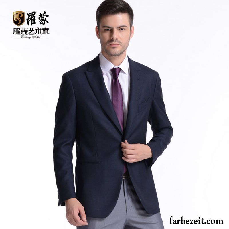 Blazer Herren Freizeit England Schlank Herbst Mode Überzieher Marineblau