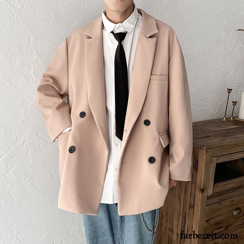 Blazer Herren Freizeit Trend Überzieher Neu Schaltflächen Sortieren Jacke Beige Farbe Schwarz