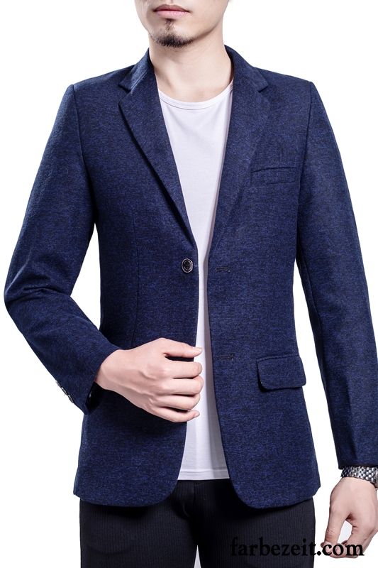 Blazer Herren Herbst Anzüg Anzugjacke Schlank Dünn Freizeit Grau Dunkel