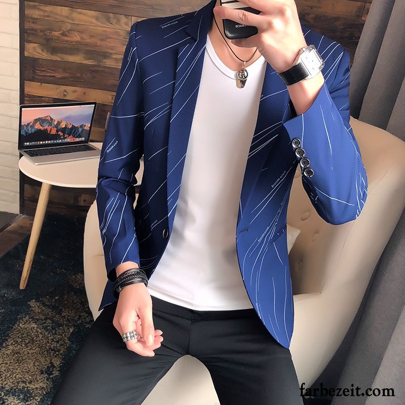 Blazer Herren Überzieher Anzüg Jugend Trend Feder Freizeit Schwarz