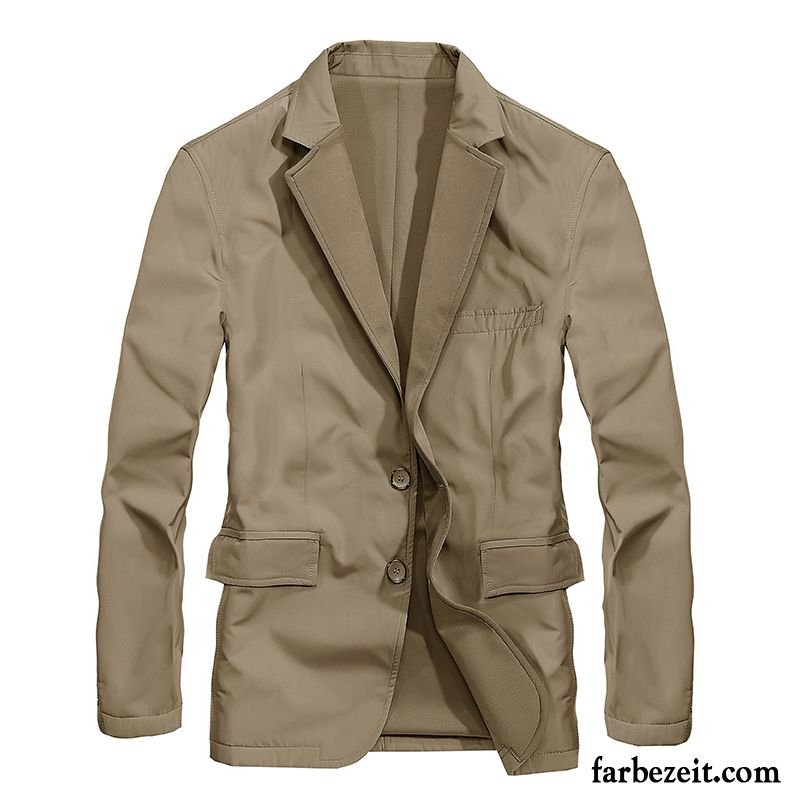 Blazer Herren Überzieher Kostüm Freizeit Mantel Trend Schlank Army Grün