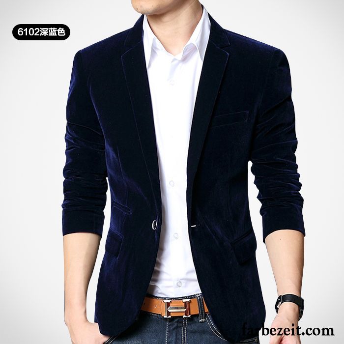 Blazer Weste Blau Mantel Mode Kostüm Freizeit Jugend Überzieher Trend Herren Anzüg Herbst Schlank England