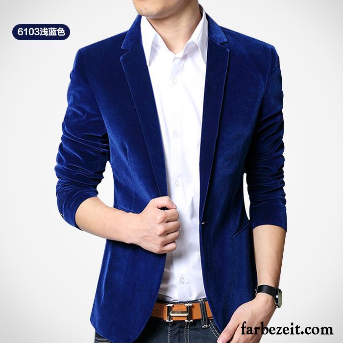 Blazer Weste Blau Mantel Mode Kostüm Freizeit Jugend Überzieher Trend Herren Anzüg Herbst Schlank England