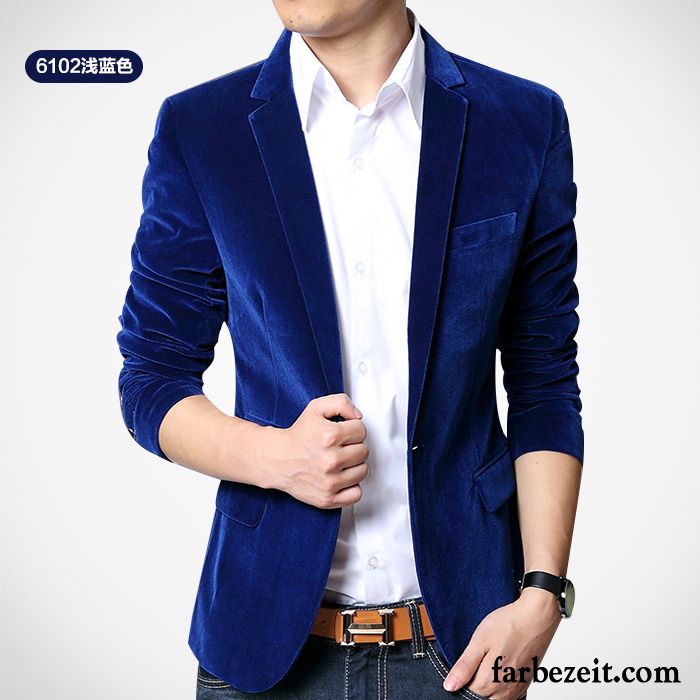 Blazer Weste Blau Mantel Mode Kostüm Freizeit Jugend Überzieher Trend Herren Anzüg Herbst Schlank England