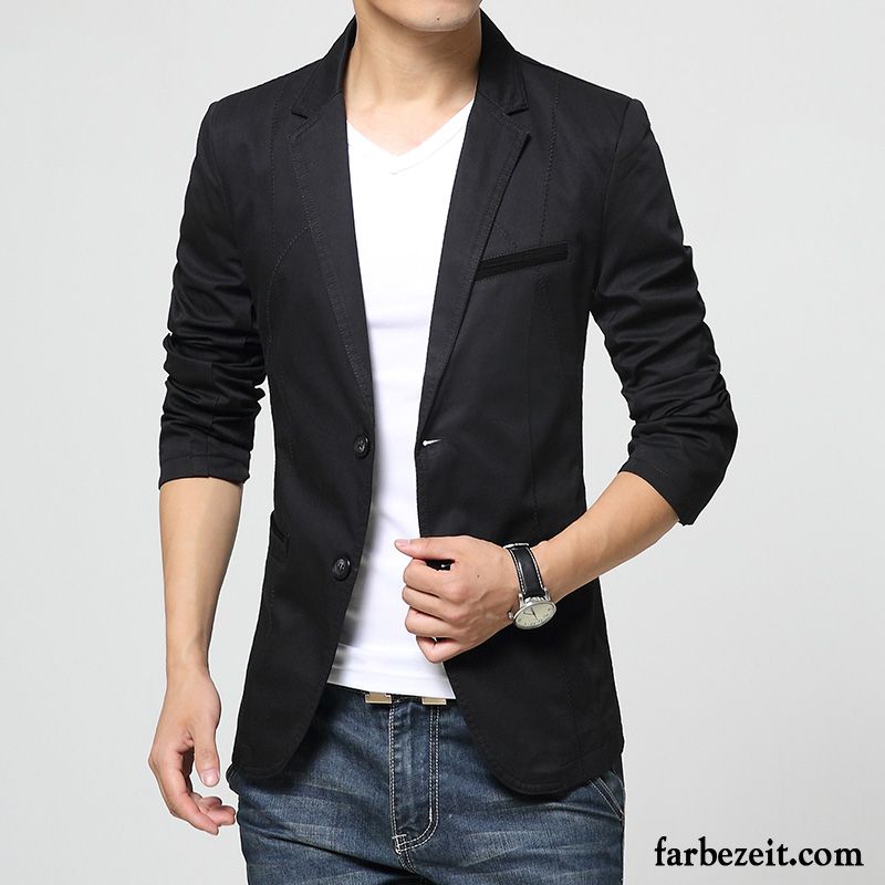 Blazer Modern Slim Fit Freizeit Mode Überzieher Anzüg Feder Rein Kostüm Neu Herren Baumwolle Schlank Jugend Günstig