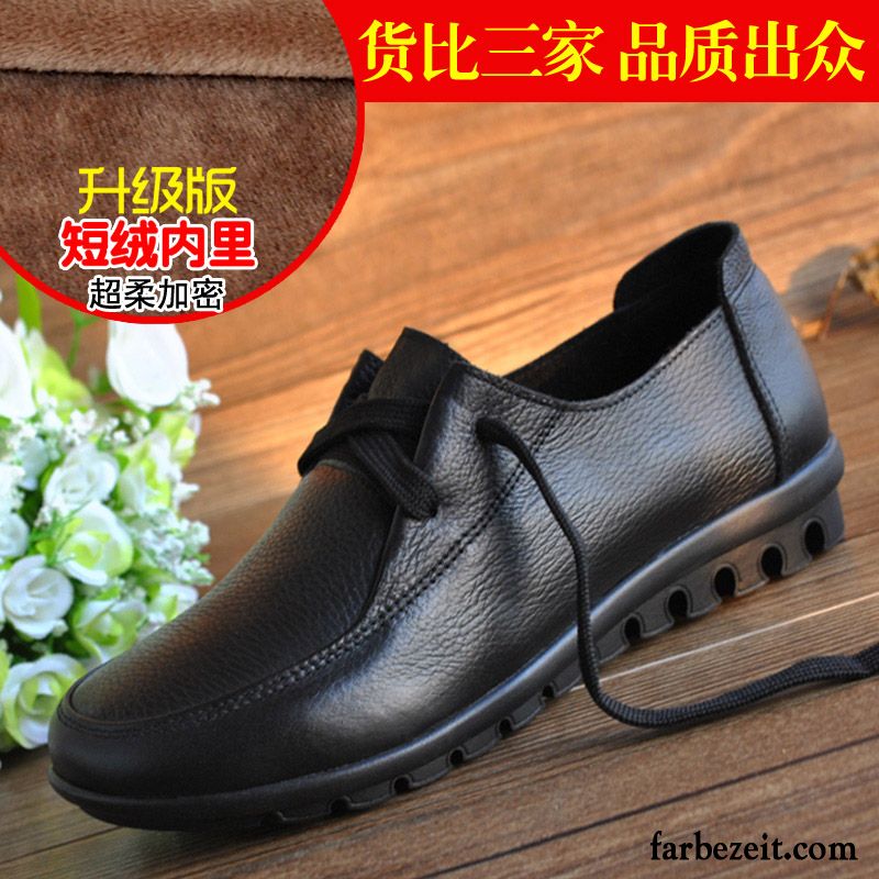 Leder Schuhe Rutschsicher Weiche Sohle Echtleder Herbst Schnürung Gemütlich Schuhe Lederschuhe Schnürschuhe Flache Feder Casual Damen