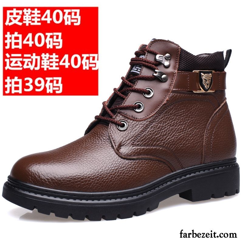 Braune Herren Hohe Martin Stiehlt England Baumwolle Schuhe Cargo Echtleder Plus Samt Winter Kaufen