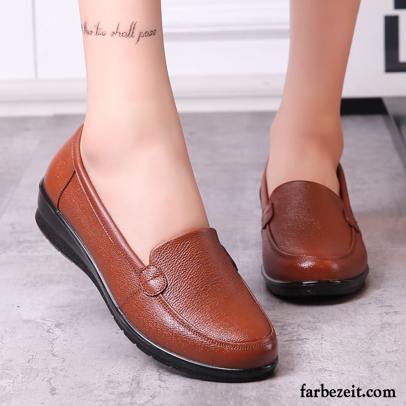 Braune Schuhe Damen Weiche Sohle Casual Lederschuhe Echtleder Feder Herbst Flache Schnürschuhe Kaufen