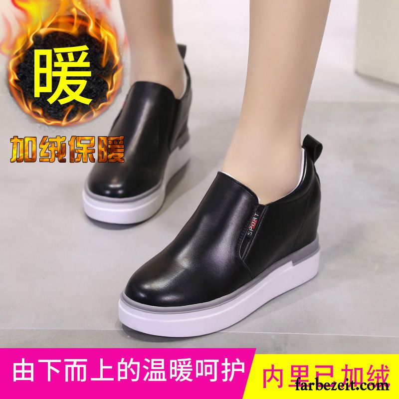 Braune Sneaker Damen Dicke Sohle Slip-on Hochhackigen Halbschuhe Erhöht Casual Schnürschuhe Schüler Weiß Rabatt