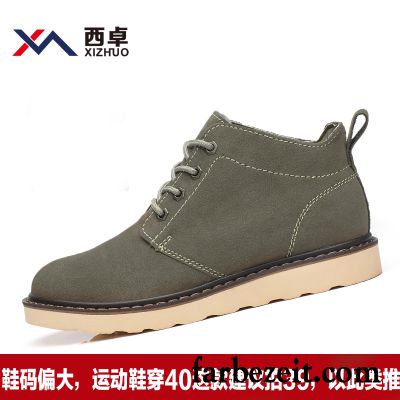 Braune Herren Runde Zehe Retro Schuhe Cargo Casual Echtleder Hohe Martin Stiehlt England Trend Kaufen