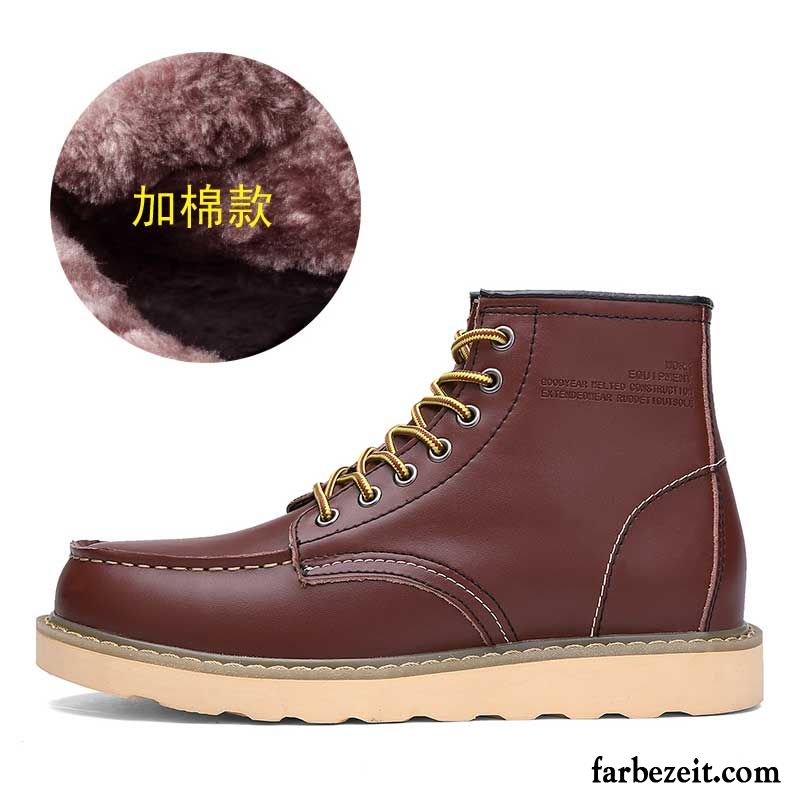 Braune Herren Trend Plus Samt Baumwolle Schuhe Cargo England Echtleder Kurze Winter Herbst Thermische Hohe Martin Stiehlt Kaufen