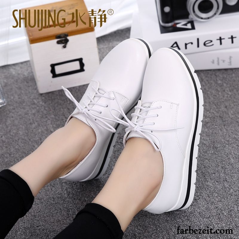 Brauner Anzug Schuhe Weiß Feder Schüler Schnürschuhe Lederschuhe Herbst Neue England Dicke Sohle Casual Damen Rabatt