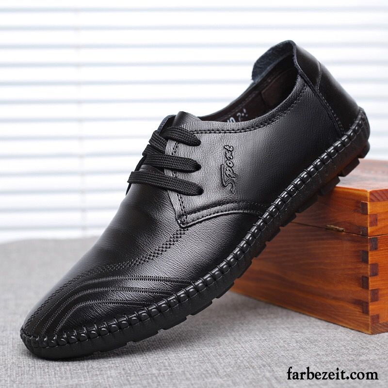 Breite Schuhe Herren Lederschue Echtleder Blau Schuhe Herbst Casual Faul Fahrschuhe Geschäft Kaufen