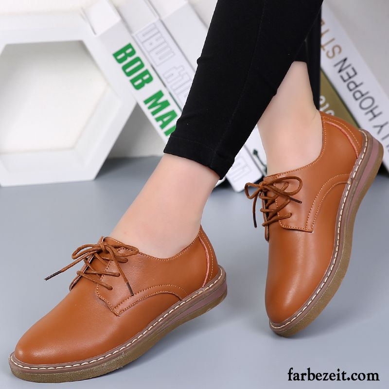 Brogues Schuhe Damen Schuhe Echtleder Schnürschuhe England Neue Casual Flache Feder Lederschuhe Allgleiches Günstig