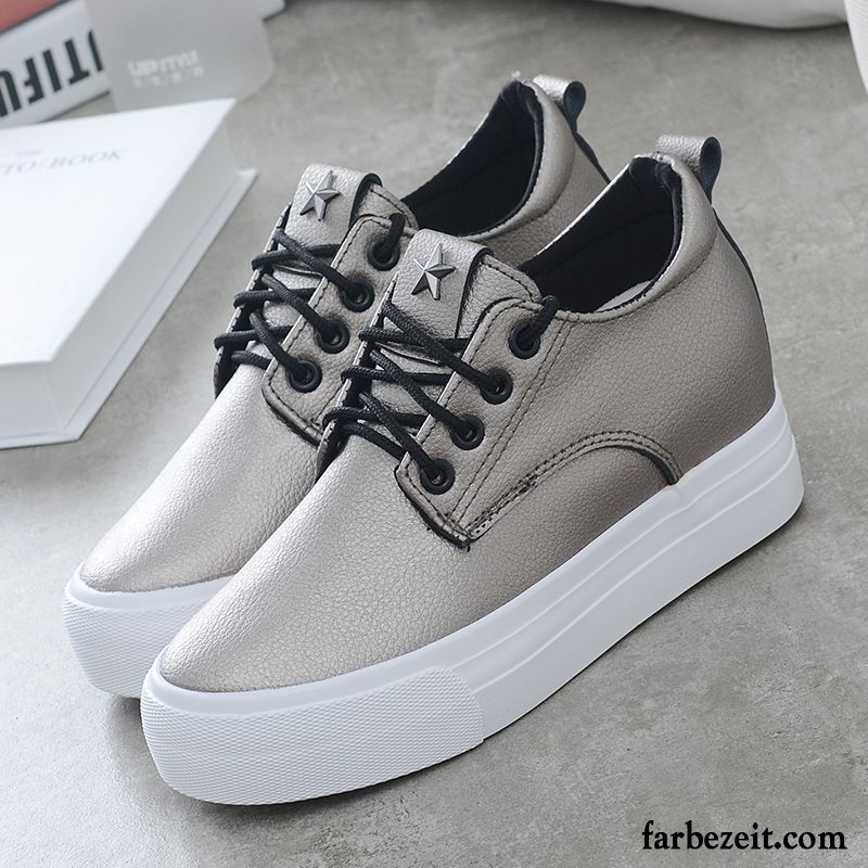 Bunte Mode Schuhe Schuhe Weiß Schüler Schnürung Schnürschuhe Trend Casual Erhöht Dicke Sohle Mode Damen Neue Feder Leder Kaufen