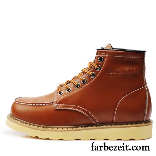 Business Boots Herren Hohe Plus Samt Kurze Echtleder Winter Martin Stiehlt Arbeitsschuhe England Baumwolle Schuhe Günstig