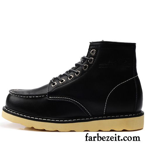 Business Boots Herren Hohe Plus Samt Kurze Echtleder Winter Martin Stiehlt Arbeitsschuhe England Baumwolle Schuhe Günstig