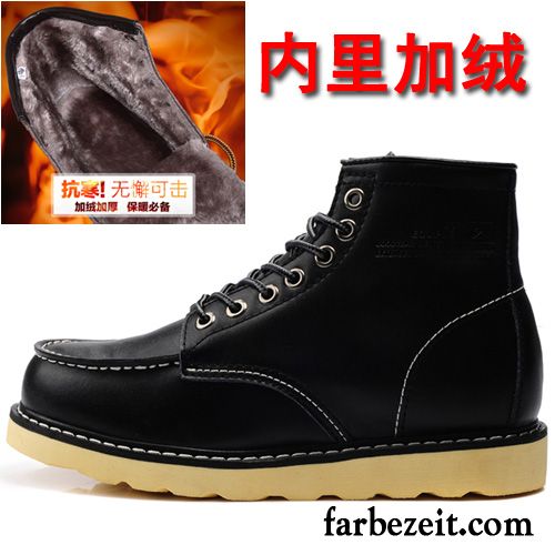 Business Boots Herren Hohe Plus Samt Kurze Echtleder Winter Martin Stiehlt Arbeitsschuhe England Baumwolle Schuhe Günstig