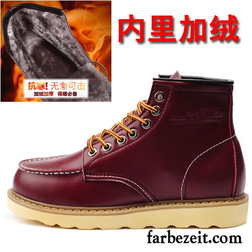 Business Boots Herren Hohe Plus Samt Kurze Echtleder Winter Martin Stiehlt Arbeitsschuhe England Baumwolle Schuhe Günstig