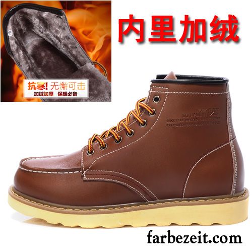 Business Boots Herren Hohe Plus Samt Kurze Echtleder Winter Martin Stiehlt Arbeitsschuhe England Baumwolle Schuhe Günstig