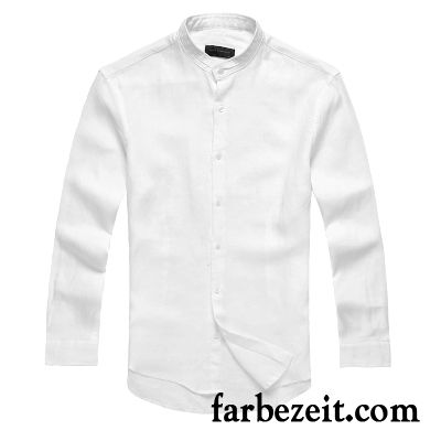 Bügelfreie Hemden Stehkragen Hemd Hemden Lange Ärmel Herren Schwarz Herbst Weiß Baumwolle Neu Sale