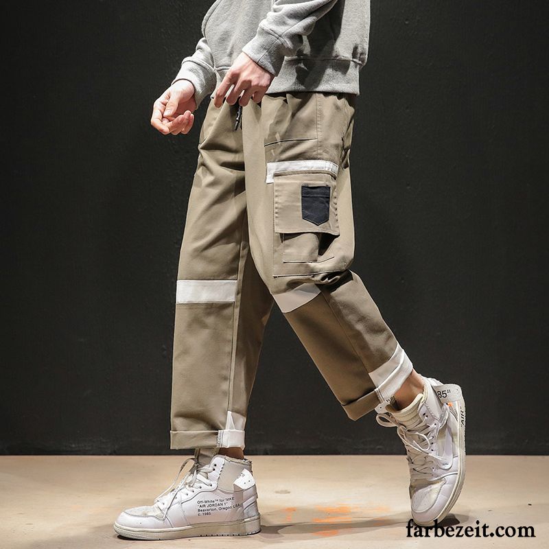 Cargohose Herren Fett Neunte Hose Trend Lose Sommer Werkzeugbau Army Grün