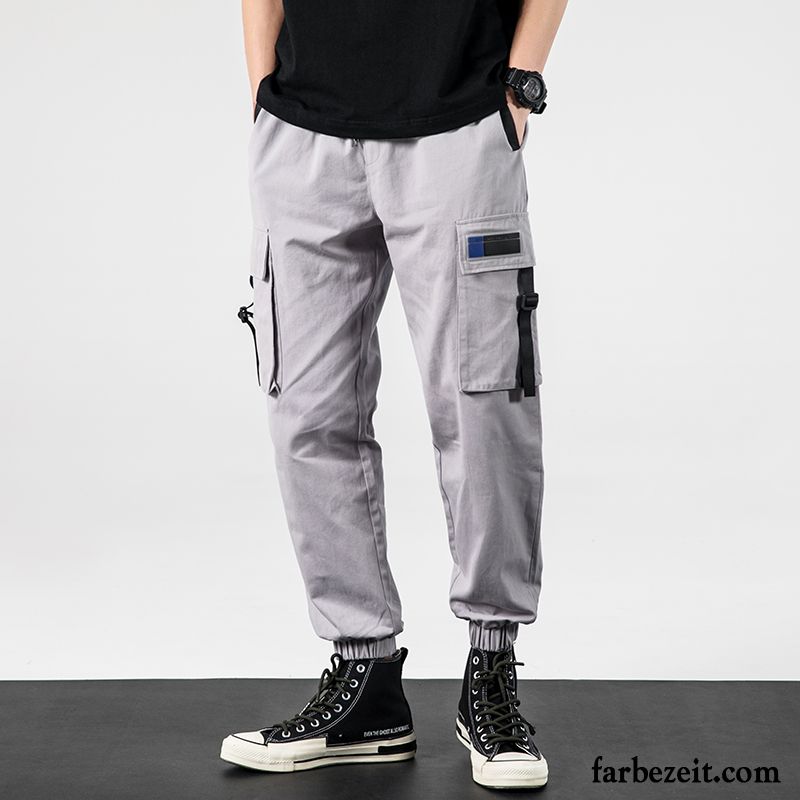 Cargohose Herren Sommer Gerade Sport Freizeit Werkzeugbau Trend Army Grün