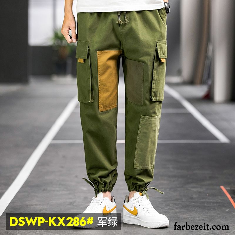 Cargohose Herren Trend Feder Spleißen Lose Lange Harlan Grün