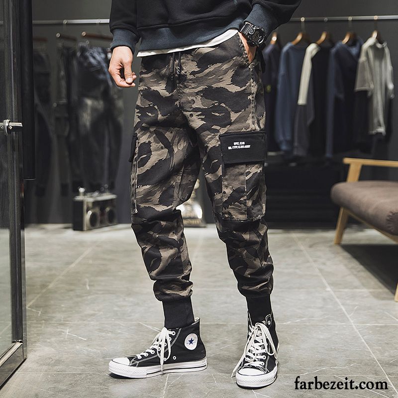 Cargohose Herren Trend Sport Werkzeugbau Feder Lose Freizeit Camouflage Hell