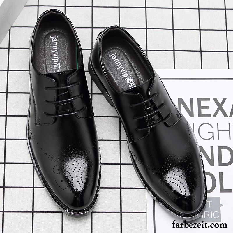 Casual Leder Schuhe Herbst Lederschue Atmungsaktiv Herren Schwarz Geschäft Schuhe Echtleder Jugend Casual England Verkaufen