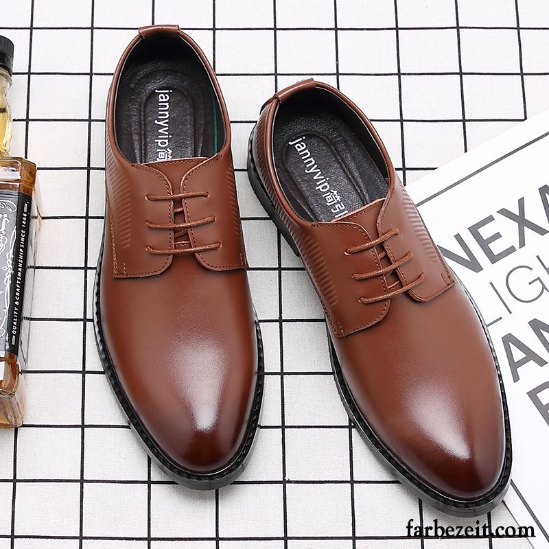 Casual Leder Schuhe Herbst Lederschue Atmungsaktiv Herren Schwarz Geschäft Schuhe Echtleder Jugend Casual England Verkaufen