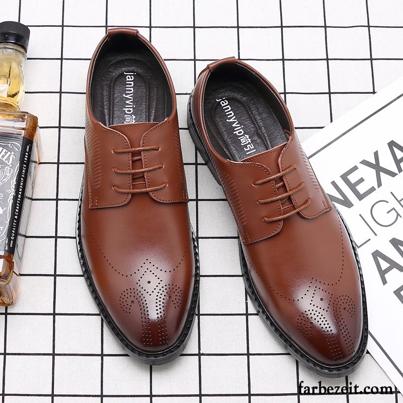 Casual Leder Schuhe Herbst Lederschue Atmungsaktiv Herren Schwarz Geschäft Schuhe Echtleder Jugend Casual England Verkaufen