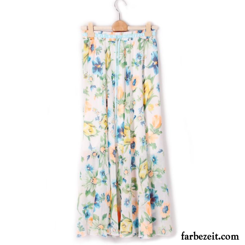 Chiffon Moderock Blumen Sommer Groß Neu Damen Langer Rock Chiffon Ausverkauf Günstig