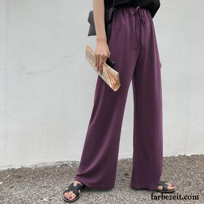 Chino Hose Grau Damen Hose Gerade Herbst Freizeit Lose Neu Violett Weites Bein Dünn Hohe Taille Große Größe