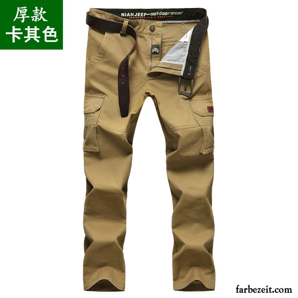 Chino Weiß Herren Hose Freizeit Winter Werkzeugbau Lose Baumwolle Herbst Draussen Rein Multi-tasche Lange Sale